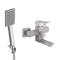 Смеситель для ванной  Kubis-006(k35)/с поворотным изливом/c душевым гарнитуром/Nickel (28536)