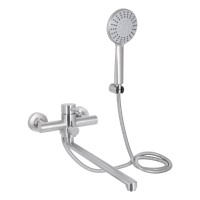 Смеситель для ванной  Aria-005(k35)/поворотный излив/c душевым гарнитуром/Nickel (34939)