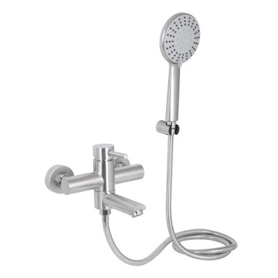 Смеситель для ванной  Aria-006(k35)/поворотный излив/c душевым гарнитуром/Nickel (34940)
