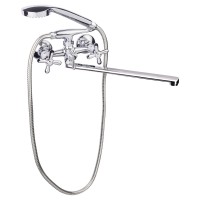 Смеситель для ванной  Dominox-143/поворотный излив двухвентильный/c душевым гарнитуром/Chrome (35530)