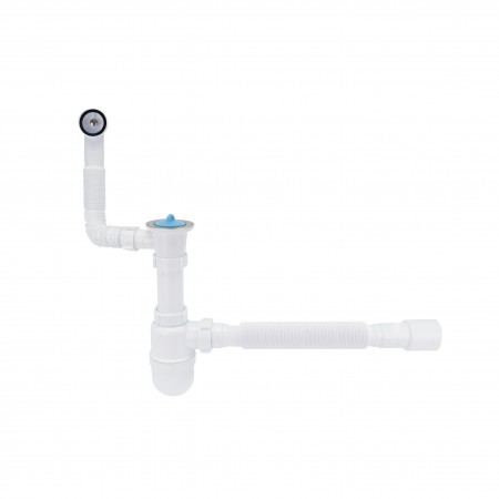 Сифон Lidz WHI-6008E00400 для кухонного миття з круглим переливом (вихід 50 мм)(36648)