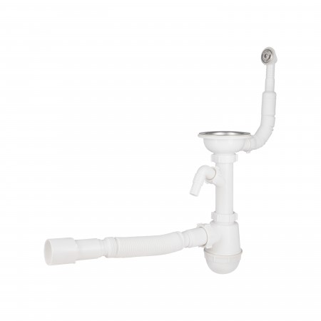 Сифон Lidz WHI-6008E00101 ECO для кухонной мойки с круглым переливом (выход 50 мм)(36651)