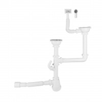Сифон Lidz WHI-6005M00300 двойной для кухонной мойки с отводом для стиральной машины (выход 50 мм)(36672)