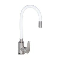 Смесители для кухни Vida-015-F3(k35)/с гибким изливом/White/Nickel (43357)
