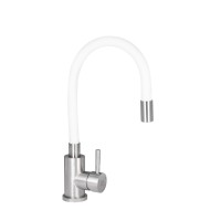 Смесители для кухни Aria-015-F3(k35)/с гибким изливом/White/Nickel (43362)