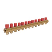 Коллектор Icma с регулировочными вентилями 1" 12 выходов №1105 (Red)(43481)