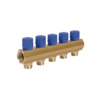 Коллектор Icma с регулировочными вентилями 1" 5 выходов №1105 (Blue)(43485)
