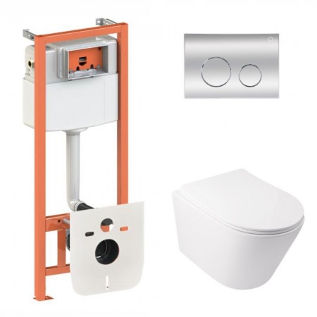Комплект 5 в 1: Инсталляция Qtap Nest 4 в 1 (круглая клавиша Chrome)+Подвесной унитаз Swan Ultra Quiet 485x360x320(45151) Комплект 5 в 1: Инсталляция Qtap Nest 4 в 1 (круглая клавиша Chrome)+Подвесной унитаз Swan Ultra Quiet 485x360x320(45151)