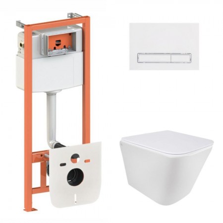 Комплект 5 в 1: Инсталляция Qtap Nest 4 в 1 (линейная клавиша White)+Подвесной унитаз Tern Ultra Quiet 490x365x325(45161)