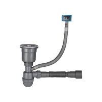 Сифон Lidz LK-16 Grey для кухонной мойки Bruch PVD, выпуск 115 мм колбовый с квадратным переливом (выход гофры 40/50мм) Lidz(45186)