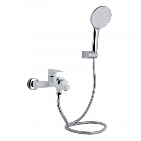 Смеситель для ванной  Jay-004/Chrome/White/c душевым гарнитуром (45553)