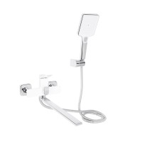 Смеситель для ванной  Presto/Chrome/White/длинный поворотный излив/c душевым гарнитуром (45578)