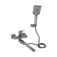 Смеситель для ванной  Presto/Graphite/длинный поворотный излив/c душевым гарнитуром (45583)