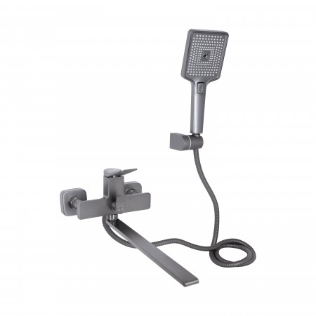 Смеситель для ванной  Presto/Graphite/длинный поворотный излив/c душевым гарнитуром (45583)