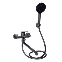 Смеситель для ванной  Vlasta New/Gunmetal Black PVD/длинный поворотный излив/c душевым гарнитуром (45645)