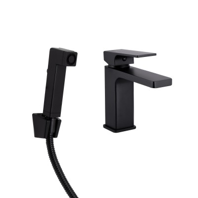 Смеситель для раковины Gemini/Black Matt/с гигиеническим душем (45690) Смеситель для раковины Gemini/Black Matt/с гигиеническим душем (45690)