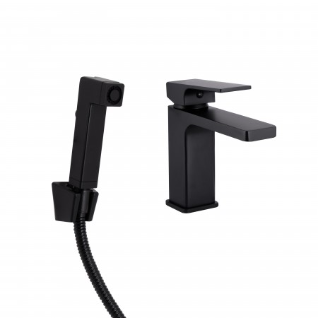Смеситель для раковины Gemini/Black Matt/с гигиеническим душем (45690)