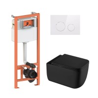 Комплект 5 в 1: Інсталяція Qtap Nest 4 в 1 (кругла клавіша White)+Підвісний унітаз Gemini Ultra Quiet 530х365х373(46168)