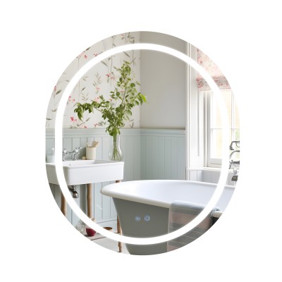 Зеркало Gemini 800х700 с LED-подсветкой Touch, с антизапотеванием, с диммером, рег. темп. цвета (3000-6500K) Reverse (46193)