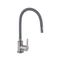Смесители для кухни Pure-015-F3/Nickel/Grey/с гибким изливом (47060)