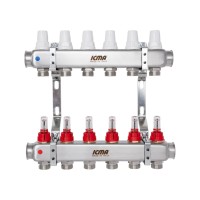 Колектор з витратомірами (нерж.) 1"х6 Icma № К073 (47215)
