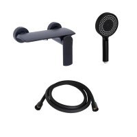 Комплект Slavonice Black Matt 001: Змішувач + Шланг + Лійка (48026)
