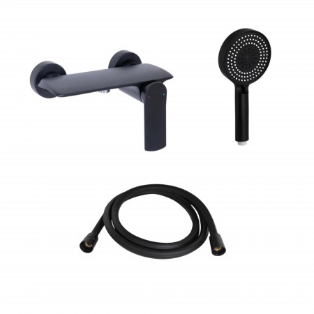 Комплект Slavonice Black Matt 001: Змішувач + Шланг + Лійка (48026) Комплект Slavonice Black Matt 001: Змішувач + Шланг + Лійка (48026)