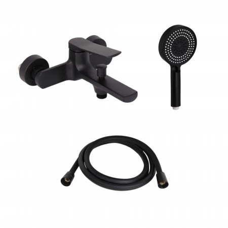 Комплект Slavonice Black Matt: Смеситель + Шланг + Лейка (48027)