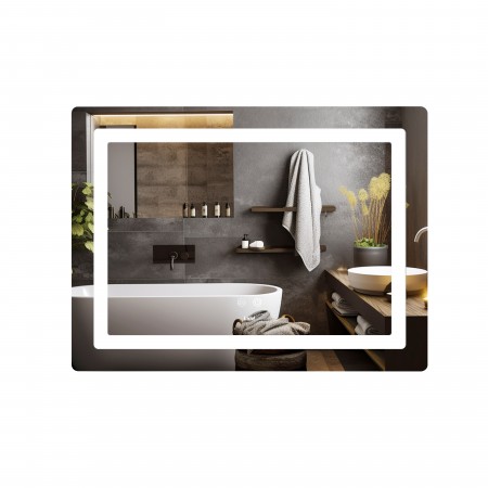 Дзеркало Kubis (KU2) 800х600/с LED-підсвічуванням Touch/з антизапітнінням/з диммером/c рег. яскравості (48446)