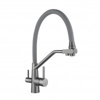 Смесители для кухни Aria 020F3 (k35)/гибкий излив/подключение для питьевой воды/Graphite/Grey (49569)