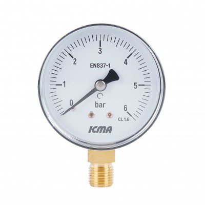 Манометр Icma 1/4" 0-10 бар, нижнее подключение №244(7950) Манометр Icma 1/4" 0-10 бар, нижнее подключение №244(7950)