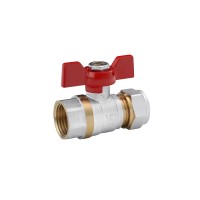 Кран шаровой металлопластиковый Karro 16х1/2" РВ бабочка, никелированный