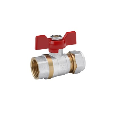 Кран шаровой металлопластиковый Karro 16х1/2" РВ бабочка, никелированный