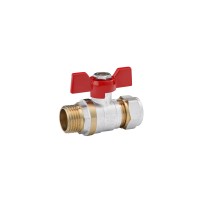 Кран шаровой металлопластиковый Karro 16х1/2" РН бабочка, никелированный
