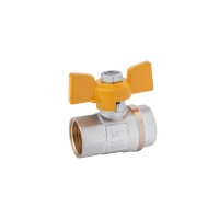 Кран кульовий для газу Karro "Standart" 1/2" ВВ PN30 жовтий метелик, нікельований