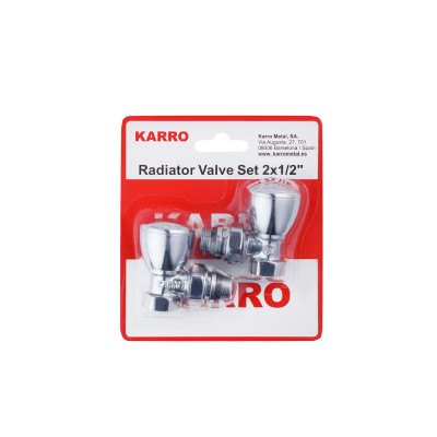 Комплект радиаторных угловых кранов верхние Karro 1/2" ВН хромированные KR-319 Комплект радиаторных угловых кранов верхние Karro 1/2" ВН хромированные KR-319