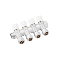 Колектор з перекриттям Karro на 4 виходи 3/4” x16 ВЗ нікельований KR-17020