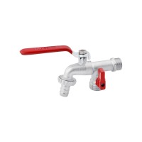 Кран для поливу Karro на 2 виходи 1/2 "x3/4" PN40 з пластиковим виходом Garden, нікельований KR-12014