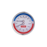 Термоманометр Karro 1/2"х1/4" горизонтальний 63 мм KR-1086В
