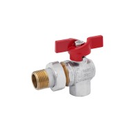 Кран-американка шаровой угловой Karro "Standart" 1/2" ВН PN40 бабочка, никелированный