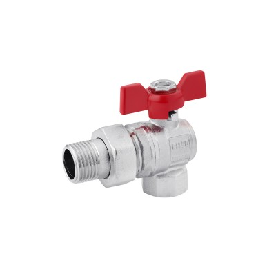 Кран-американка шаровой угловой Karro "Standart+" 1" ВН PN40 бабочка, никелированный Кран-американка шаровой угловой Karro "Standart+" 1" ВН PN40 бабочка, никелированный