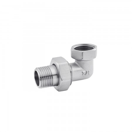 Зганяння-американка кутова Karro 1/2" ВЗ нікельована KR-3103