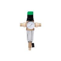 Фильтр самоочищающийся с редуктором давления Karro 1/2" НН прозрачный, латунный KR-8800
