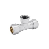 Тройник металлопластиковый Karro 20х1/2"х20 РВ никелированный KR-0721