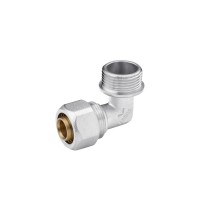 Коліно металопластикове Karro 20х3/4" РЗ KR-0612 нікельоване