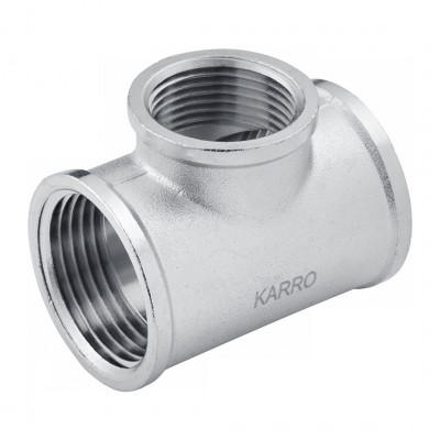 Тройник переходной Karro 1"х1/2"х1" ВВВ никелированный KR-3213 Тройник переходной Karro 1"х1/2"х1" ВВВ никелированный KR-3213