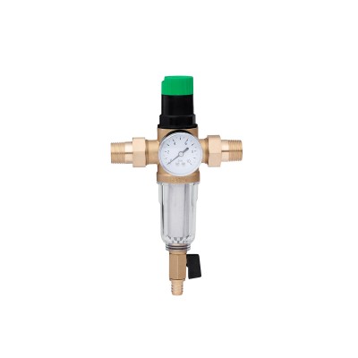 Фільтр самоочисний з редуктором тиску Karro 3/4" ЗЗ прозорий, латунний KR-8800