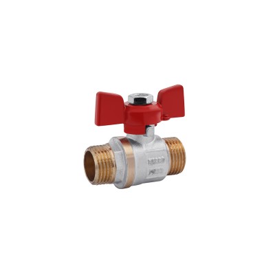 Кран шаровой Karro "Standart" 1/2" НН PN30 бабочка, никелированный