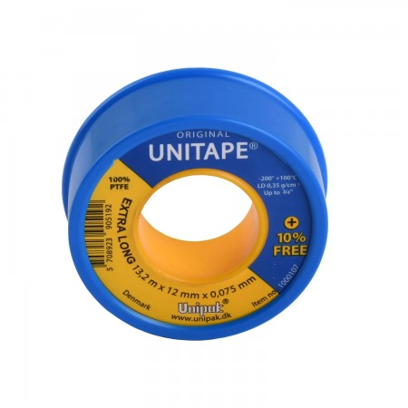 Фум-стрічка 13,2м Unitape (12mm x 0,075mm) + 10%, Щільність 0,35 г/см?