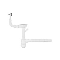 Сифон для кухонной мойки Agua KS02R-1 3 1/2''х40/50 мм с отводом для стиральной машины, с круглым переливом